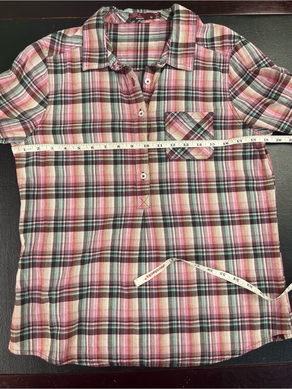 PrAna “Gina” style plaid shirt size medium - Picture 9 of 10